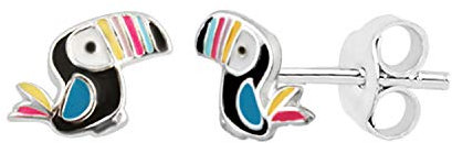 Sterlingsilber Tukan Bunt Regenbogen Emaille Ohrstecker