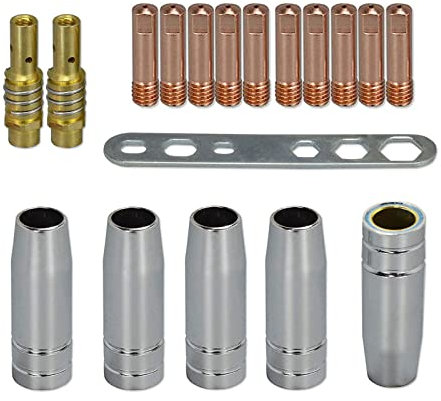 RIVERWELD MB15 15AK Punta di contatto 0,9 mm M6 e punte Supporto diffusore e coppa di protezione e per MB15 15AK Torcia di saldatura MIG 18 pezzi