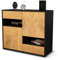 Stil.Zeit Sideboard Carmelina, Korpus anthrazit matt, Front Holz-Design Eiche (92x79x35cm) Push-to-Open Technik & Leichtlaufschienen