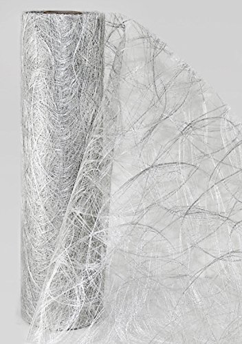 Sizoweb 5m, 20m, 25m Rolle 30cm oder 20cm breit Original Tischläufer Tischband Dekoration Fest Hochzeit Geburtstag Kommunion Taufe (5m x 30cm, Silber 1400)