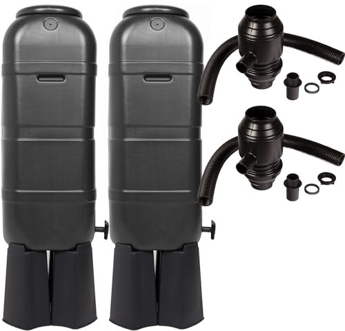 2X Ondis24 Regentonne schwarz Wassertonne Doppelpack Gießwasserbehälter Regenbehälter, für Balkone und Terrasse, 2X 100 Liter
