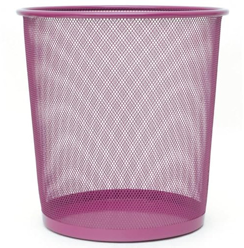 CABLEPELADO Papelera Malla Metalica, Cesto basura redondo metálico, Papelera Reciclaje, Cubo de Basura, Papelera Escritorio, Papelera Baño, 27 cm alto x 23.5 cm diámetro, 12 Litros (Rosa)