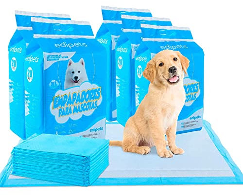 Edipets, Empapadores Perros, 90x60 cm, (Blanco - 100 Unidades), Alfombrillas Desechables para Mascotas, Toallitas de Entrenamiento y Adiestramiento, Absorbentes, Resistente a Prueba de Fugas