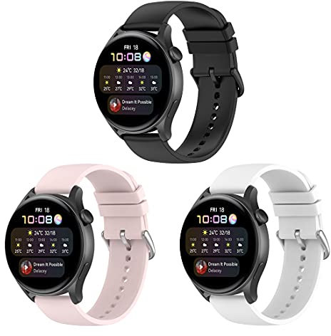 BexidoIera Bracelet Compatible avec Huawei GT 2 42mm, 20mm Bracelet de Remplacement en Silicone pour Huawei Watch GT 2 42mm/GT 3 42mm/Huawei Watch 2/Honor Watch SE/Honor Magic Watch 2 42mm(3 pièces)