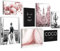 Novart Wandbilder Fashion - KOMPLETT AUFHÄNGFERTIG - Rosa Wohnzimmer Mädchen Teenager - 7 Moderne Mood-Bilder - N005071a