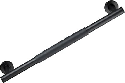 WENKO Wandhaltegriff Secura 50,5 cm, Bad-Sicherheitsgriff und Gleichgewichtsstütze für Badezimmer, Dusche, Wanne oder WC, aus rostfreiem Edelstahl mit Rutschfester Soft-Touch-Grifffläche, Schwarz