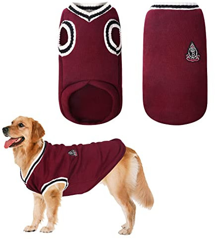 VSSHE Maglione per Animali Domestici, Maglione per Cani Caldo, Pile Cappotto per Animali Domestici, Vestiti Morbidi per Cani Domestici Adatto a Cani di Piccola, Media e Grande Taglia (4XL, bordeaux)