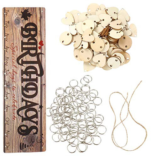 STOBOK 40x12cm Holz Geburtstag Kalender Hängen Kalender Personalisierte Home Decor Geburtstag Erinnerung