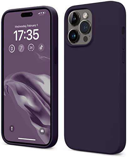 AOTESIER Shockproof Designed for iPhone 14 Pro Case 6.1 inch,[Silicone Slim Series] Rubber Full-Body Protection Bumper Phone Case for iPhone 14 Pro with Soft Anti-Scratch Lining, Elderberry