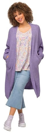 Ulla Popken Veste Longue en Tricot Eggshape, Oversize, Manches Chauve-Souris Cardigan, Lavande, 52-54 Femme