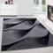 Teppium Moderner Kurzflor Teppich Wohnzimmer 250x350 (240 x 340 cm) Schwarz - Teppich Waschbar, Abstrakt Wellen Design, Pflegeleicht und Weich - Ideal für Schlafzimmer, Esszimer und als Küchenteppich