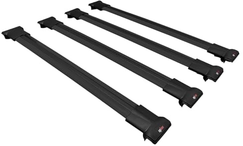 Compatible avec Renault Trafic 3 (X82) 2014-2026 Fly Modèle Barres de Toit Railing Porte-Bagages de Voiture Aluminium Noir 4 Barres