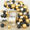 WAREHOUSE Arche Ballon Noir et Or, 143 Pièces Noir Doré Argenté Ballons Anniversaire pour Homme Décoration de Fête D'anniversaire, Diplômé, Anniversaire, Mariage, Départ à la Retraite