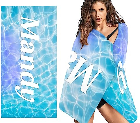 papasgix Badetuch mit Namen 76x152cm Mikrofaser Personalisiertes Strandtuch Leicht und Schnelltrocknend Saunatuch Badehandtuch Duschtuch für Reise, Strand, Sauna