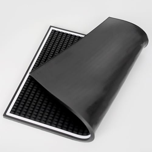 Zoegneer Tapis de bar en caoutchouc noir pour tasses en verre, whisky, bière, café - Idéal pour cafetière (15 x 30 cm)