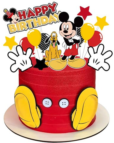 Lahe Tortendeko Geburtstag, Black Mouse Kuchen Deko, Happy Birthday Tortendeko, Maus Cake Topper Geburtstag für Mädchen Junge Party Dekoration zum Torten Deko (11 Stück)