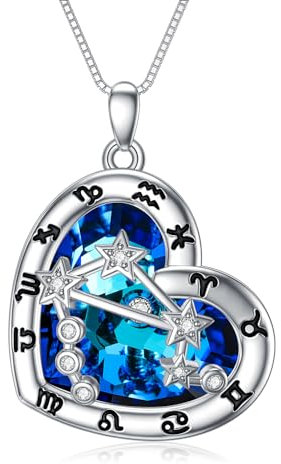 enjoylifecreative Damen Waage Sternzeichen Halskette Sterlingsilber Libra Sternbilder Stern Kristall Anhänger Kette Horoskop Astrologie Geburtstag Schmuck Geschenke für Frauen Mädchen