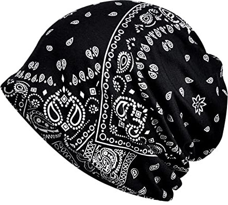 Generic Slouchy Beanie Mütze Damen Sommer Beanie Turban Chemo Cancer Kopfbedeckung aus Baumwolle Schlafmütze Sommermütze Turban Kopfbedeckung Schwarz Einheitsgröße