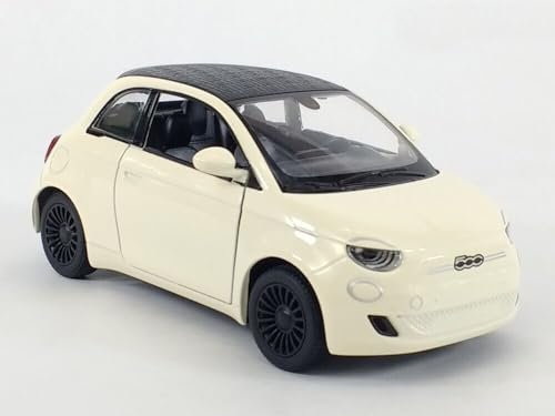 Easy Toys Modèle réduit de Voiture Compatible avec la Fiat 500e. Voiture Miniature à l'échelle avec Portes ouvrantes. Modélisme Automobile. (500 Blanc) (500e Crème)