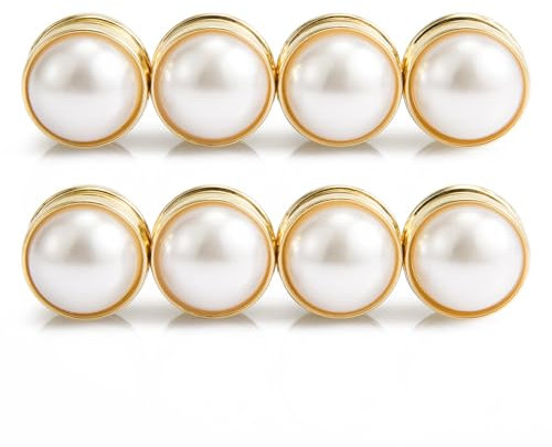 8 Stück Magnetische Hijab Nadeln, Hochzeitsschleiergewichte Magnetische Perlen Doppelseitige Perlen Hijab Mehrzweck Perlen Brautschleiergewichte für Frauen Schals Kleidung Hochzeit (Gold)