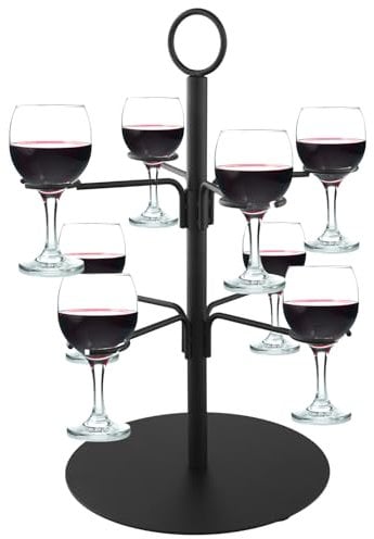 QWORK® Party Drinks Tower Serving Tree for Gin, Cocktail, Martini, Champagne, Wine - Wine Glass Holder for 8 Glasses