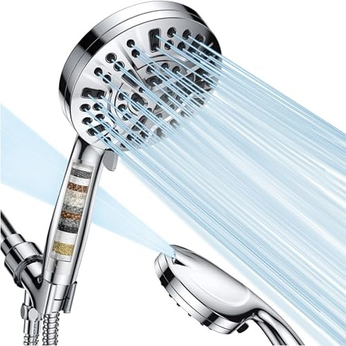 OLAZOL Überzogener Handfilter-Duschkopf mit eingebauter Hochdruck-Reinigungsfunktion und zehn Sprühmodi, Duschkopf mit Filter, leistungsstarke Filterschicht hartes Wasser, kraftvolle Reinigung.