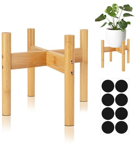 RETON Adjustable Plant Stand, Mid Century Modern Indoor Plant Stand, Wooden Plant Pot Stand for Indoor&Outdoor, Garden, Yard, Home, Office (20 CM)