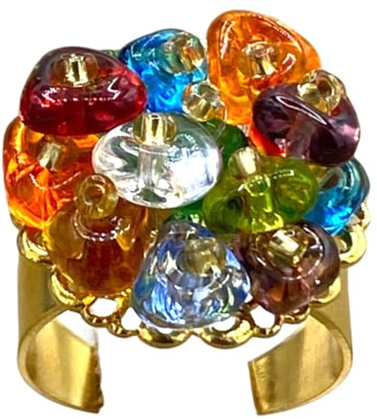 Ring aus Muranoglas, antike venezianische Murrine, Glas, Mehrfarbig