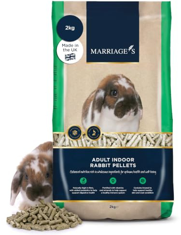 Marriage's - Indoor Rabbit Food, Adult and Baby Pellets (2kg) | Healthy Weight and Immune System Support, Sunflower Seed, 100% Nutri-Pressed, Suitable for 20 Weeks+