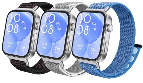Neitra 3 Piezas Nylon Correa Compatible con Huawei Watch Fit 3/Fit 4/Fit 4 Pro, Elástico Solo Loop Watchband para Mujeres y Hombres, Muñequeras Trenzadas Ajustables Reemplazo para Huawei Watch