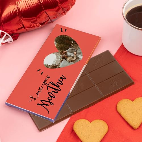 Wanapix | Tablette de Chocolat Personnalisée | Cadeau Original Saint Valentin/Anniversaire | 80gr | Chocolat au Lait | I love you