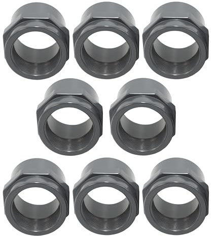 HAF® 8 manicotti filettati in PVC da 63 mm x filettatura interna da 2 | Manicotto di transizione in PVC grigio per raccordi tubi, tubi per piscine UVM. | Qualità: Made in Europe – Quantità: 8 pezzi