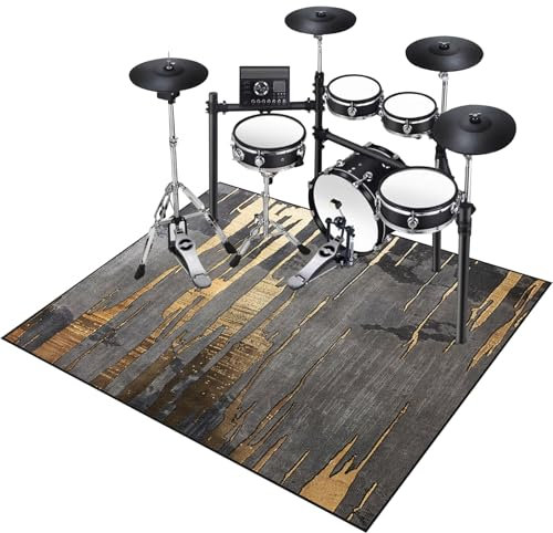 Tapis Batterie Tapis de Tambour Tapis Batterie Acoustique Insonorisant Tapis de Batterie Tapis de Protection Antidérapant pour Batterie Electronique Percussions Batteries Tapis de Sol 120 x 80 cm