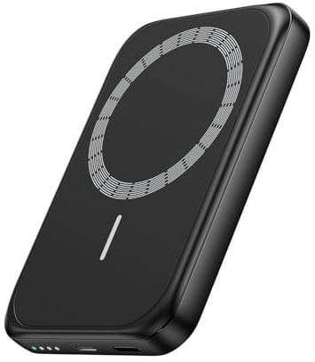 Bilivein Power Bank Magnético 10000mAh - 20W Batería Externa Carga Rápida - Inalámbrico Cargador Bateria Portátil - Powerbank con USB C Input & Output para iPhone 16/15/14/13 (Negro)
