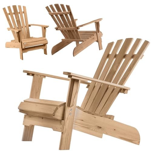 KADAX Adirondack Stuhl, Gartensessel aus Holz, Gartenstuhl mit Hoher Rückenlehne und Armlehnen, Relaxstuhl, Outdoor Holzsessel für Garten (Dunkel)