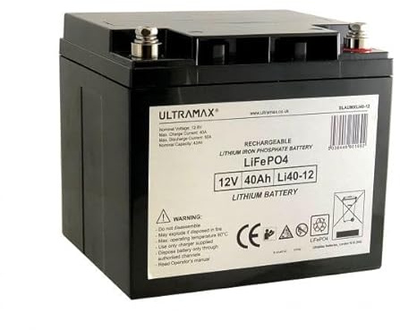Ultramax LI40-12, 12v 40Ah LiFePO4 Lithium Battery
