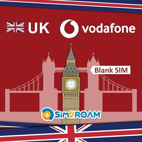 UK blank sim card(Use Vodafone network) | | for iOS Android 5G 4G LTE Smart Phones | Talk SMS Data | Triple Cut 3 in 1 Simcard - Standard Micro Nano | No Contract Cellphone Plan | UK Coverage