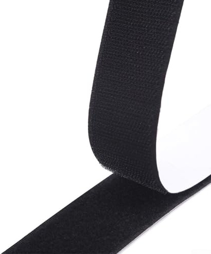 Hook and Self 2 cm Tape 1m X Fastener Nylon Back Strip for Sewing for Craft DIY Projects Strong Loop Sticky Back Curtains for Fabric for Closure (Black)
