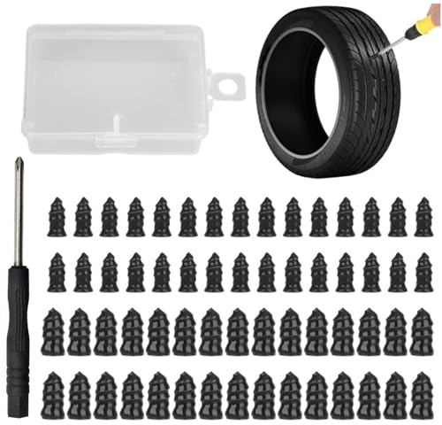 60Pcs Tyre Repair Screw Rubber Nails,Vacuum Tyre Repair Nails,Car Puncture Repairs Kit with Screwdriver,Fast Self-Service Tires Repairs Tools,for Car Bike Motorbike Tire Plug with Box (30 S+30 L)