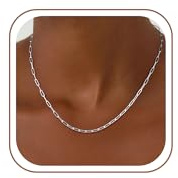 Maxcate 3mm Breit Paperclip Kette, Silberkette Damen 925 Ohne Anhänger Kette Silber 925 Damen Jewelry Schmuck Geschenke für Frauen Mutter Freundin 41/46/51/56CM