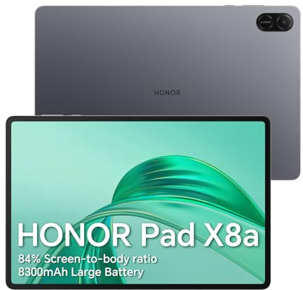 HONOR Pad X8a 11 Zoll Tablet 4GB+128GB (1TB TF) Grau | 90 Hz augenschonendes FullView Display, 8300 mAh Akku, 7,25 mm schlankes Metallgehäuse, 4 Lautsprecher, Snapdragon 680