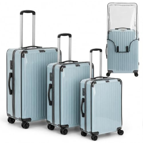 Set da 3 Custodie Protettive per Valigie in PVC Trasparente, Impermeabili e Lavabili, Adatte per Valigie da 20, 24, 28 Pollici, Protezione Duratura e Pratica per Viaggio e Conservazione