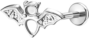 Hoisy Nasenpiercing 20G Titan Stecker 0,8x10mm, Fledermausform, Nasenpiercing Ring für Damen Gold