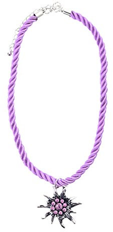 Alpin-Trachten Damen Trachtenkette Edelweissanhänger mit Strass 927 (Lila)