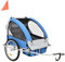 vidaXL Fahrradanhänger Jogger 2-in-1 Kinderanhänger Fahrrad Anhänger Kinderwagen Kinderfahrradanhänger für 1 oder 2 Kinder Blau Grau