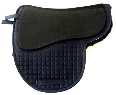PS Pferdeartikel Venice, Dressurpad, mit Lammfell 1 Kammer, Spezial - & belüfteter WB - Kanal Farbe Navy Blau mit naturfarbenem Fell