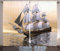 ABAKUHAUS maritim Rustikaler Vorhang, Schiff auf Ozean, Wohnzimmer Universalband Gardinen mit Schlaufen und Haken, 280 x 175 cm, Blasse Taupe