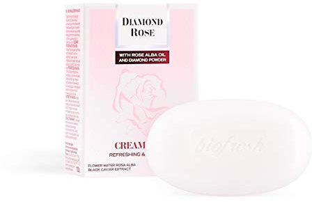 Biofresh Diamond Rose Cream Soap with Rose Alba Oil and Diamond Powder Refreshing and Softening 100g