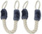 Relaxdays 8 x Türkordel Klemmschutz, Türstopper Klinke, Baby Türsicherung, weich, Baumwolle, 57 cm, Türseile, beige/blaugrau