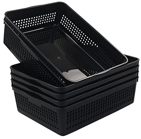Asking Office Plastic Storage Basket, A4 Plastic Storage Trays, 6-Pack